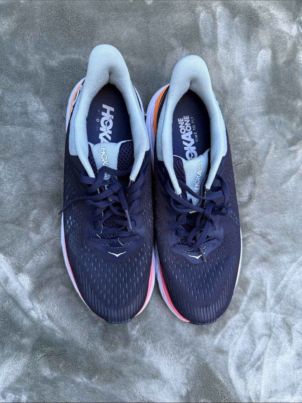 Hoka One One Women's Navy with Pink & Orange Accent Running Shoes
